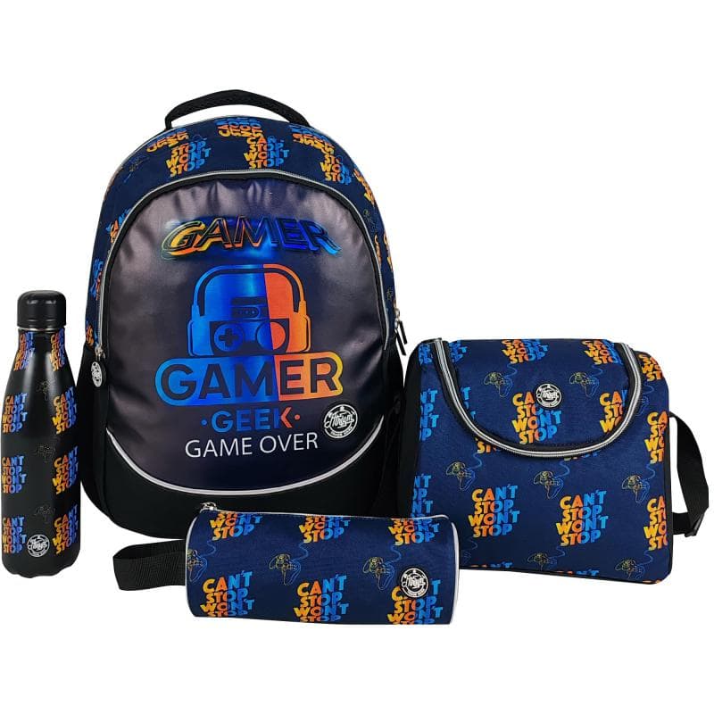 Atrium Gaming 4-in-1 Backpack with Accessory, Black/Orange