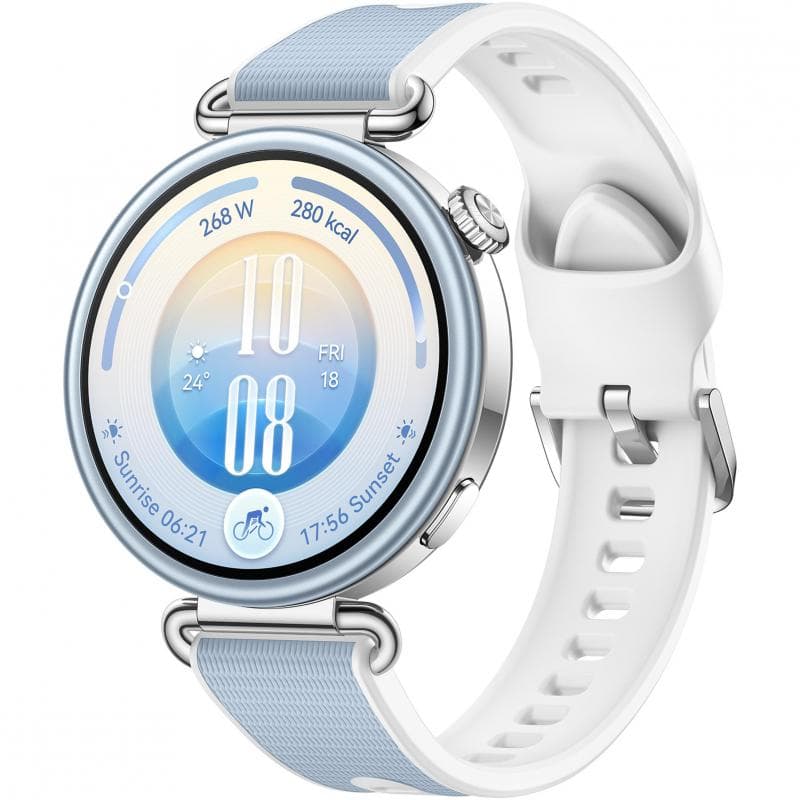 HUAWEI WATCH GT 7 41 Smartwatch, GPS, 1.32", Steel Stainless Steel Case, Blue/White Fluoroelastomer Strap, One Size