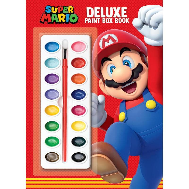 Super Mario: Deluxe Paint Box Book (Nintendo) - Includes Watercolor and Paintbrush