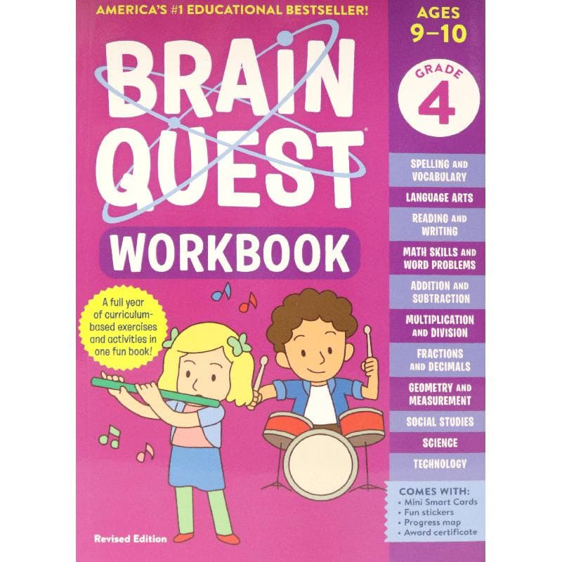 Brain Quest: Workbook Grade 4, Ages 9-10, Revised Edition - A Full Year Curriculum-Based Exercises and Activities in One Fun Book!