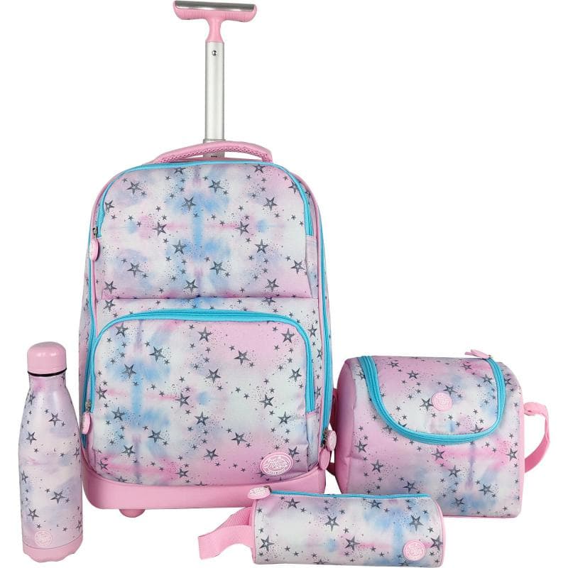 Atrium Stars 4-in-1 Trolley Bag with Accessory, for 15.6" (Device), Pink/Blue
