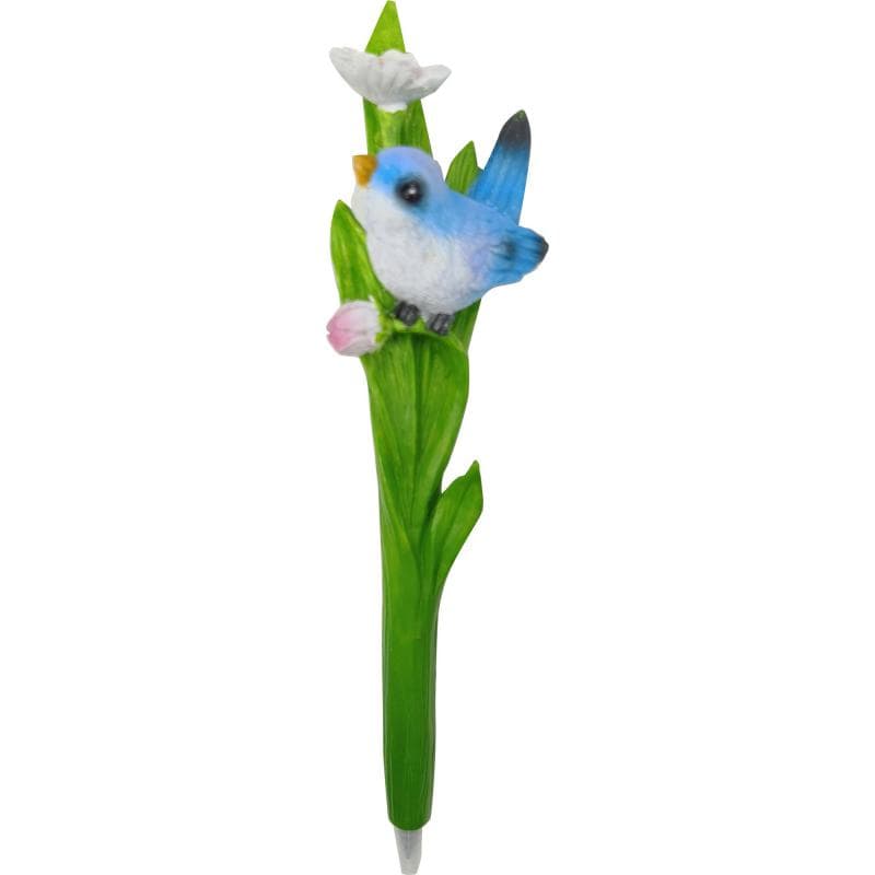 وايلد رايترز طائر أزرق مع زهرة قلم جاف أزرق لون الحبر متوسط رأس حبر كروية قطعة واحدة