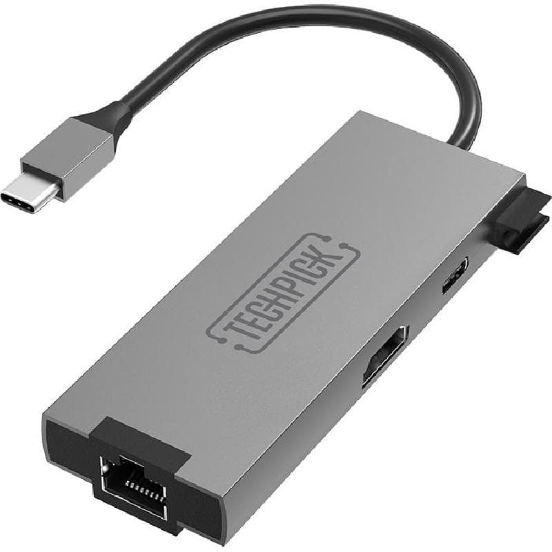 تيكبيك محطة متعددة المنافذ سي-يو اس بي 5 2 منافذX USB-A/USB-C/HDMI/RJ-45 اسود