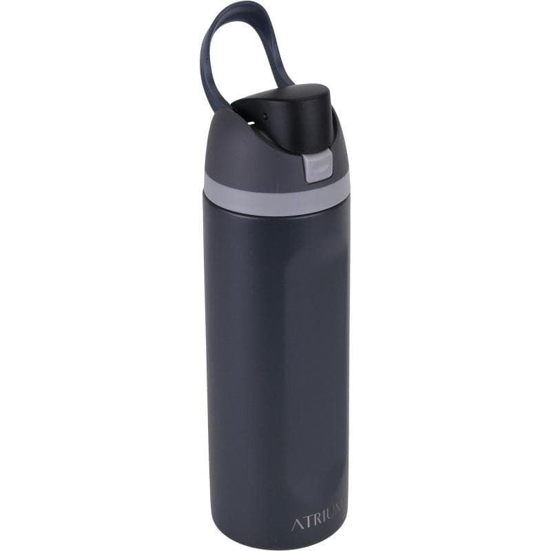 اتريوم كوب زجاجة ماء من الفولاذ المقاوم للصدأ مع شفاطة وغطاء بزر ضغط وقفل بارد 710.00 ml ( 1.25 pt ) رمادي/أسود