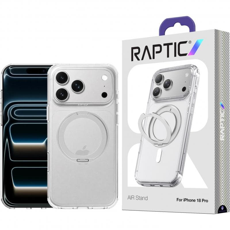 Raptic Air-Stand Back Cover Mobile Case with MagSafe, for iPhone 18 Pro, Clear