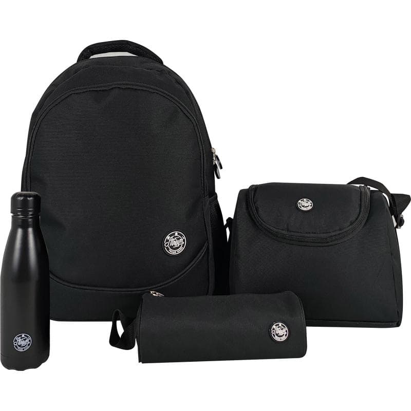 Atrium Solid 4-in-1 Backpack with Accessory, Black