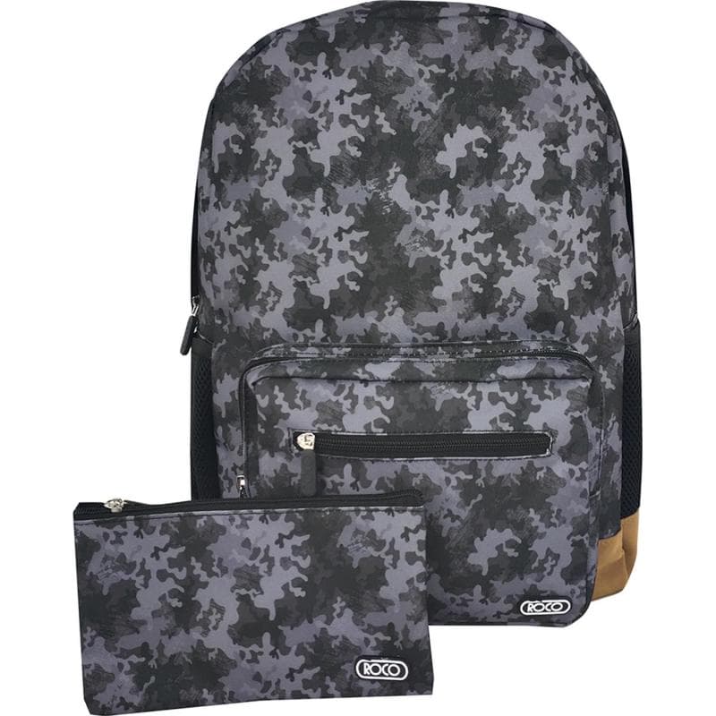 Roco Camouflage Backpack with Accessory, for 15" (Device), Black/Grey