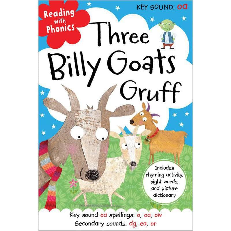 Reading with Phonics: Three Billy Goats Gruff - Includes Rhyming Activity, Sight Words, and Picture Dictionary