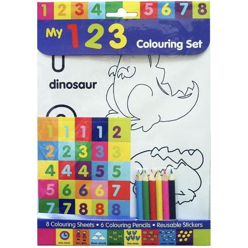My 123 Colouring Set - with Colouring Pencils and Reusable Stickers