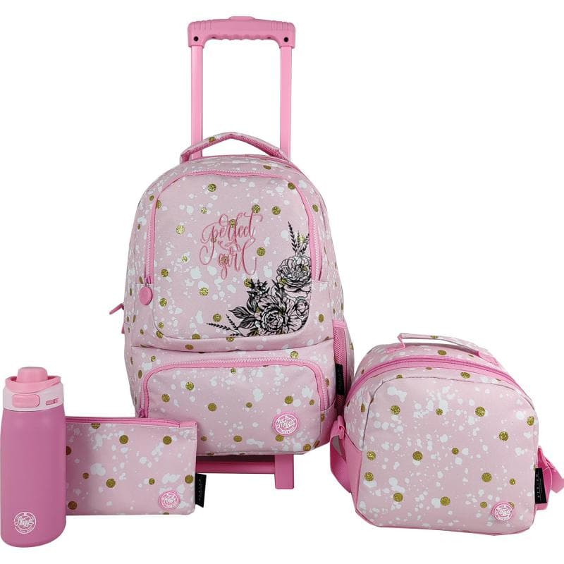 Atrium Floral 4-in-1 Trolley Bag with Accessory, Pink
