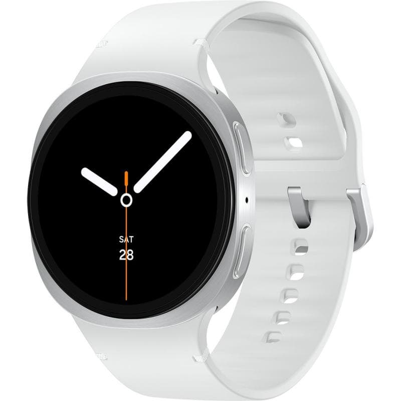 Samsung Galaxy Watch8 44 Smartwatch, GPS, 1.5", Silver Aluminum Case, White Sport Band, One Size