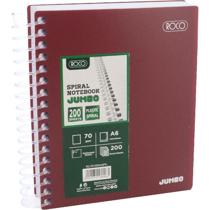 Roco Jumbo Notebook
Arabic/English Opening, A6, 200 Sheets, Lined, Purple