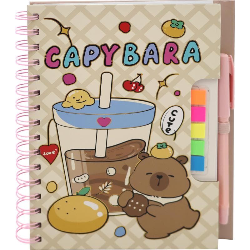 Roco Notebook, Capybara - Glass with Straw, A5, 80 Sheets, Single Ruled, Beige