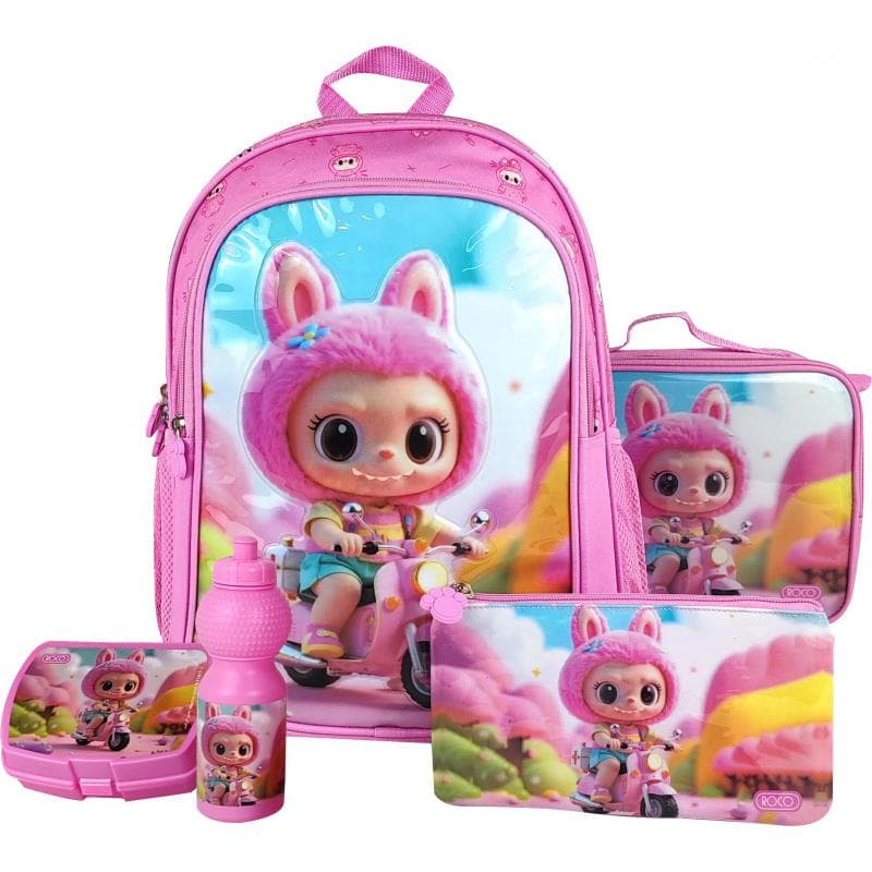 Roco Girl Doll Backpack with Accessory, Pink