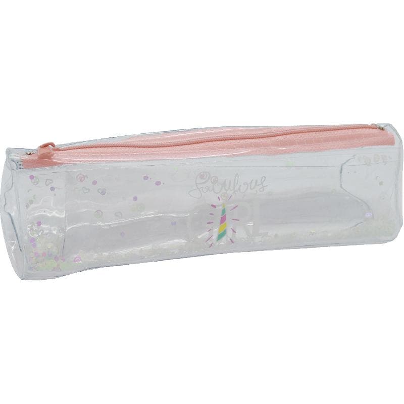 Soft Pencil Case, "Fabulous Girl", Clear/Pink