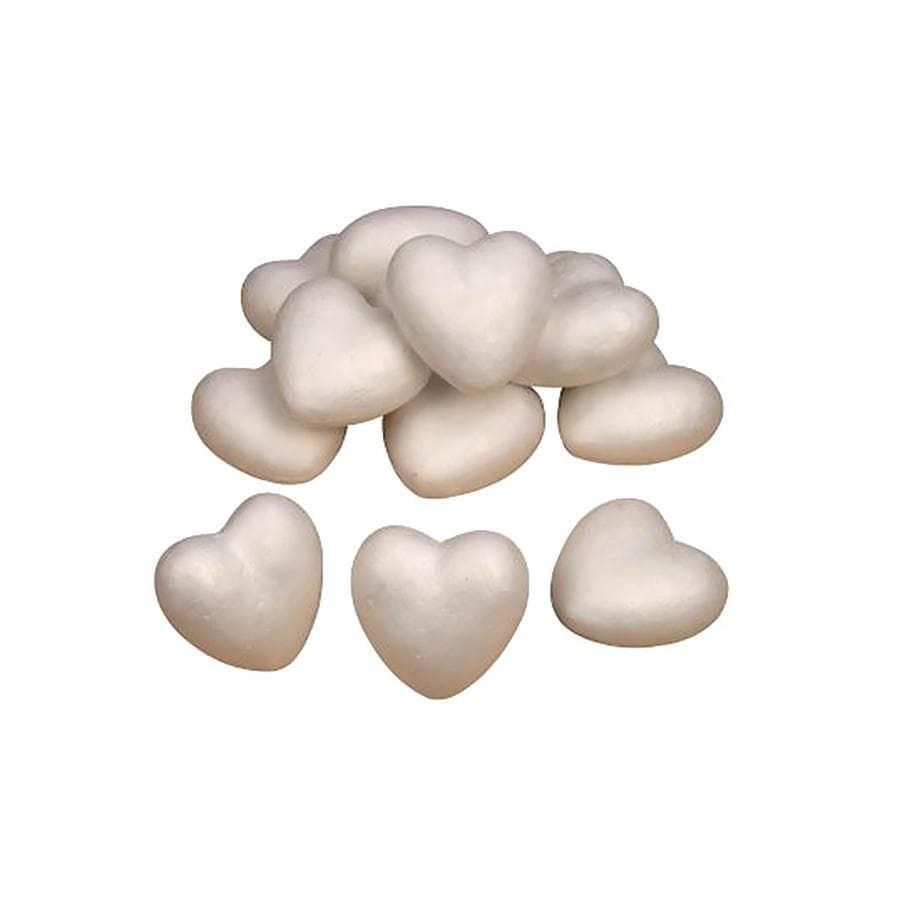 Styrofoam Shapes, Heart, 50 mm, White, 50 Pieces