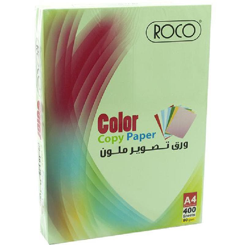Roco Color Copy Paper, Plain, Green, A4, 80 gsm, 400 Sheets