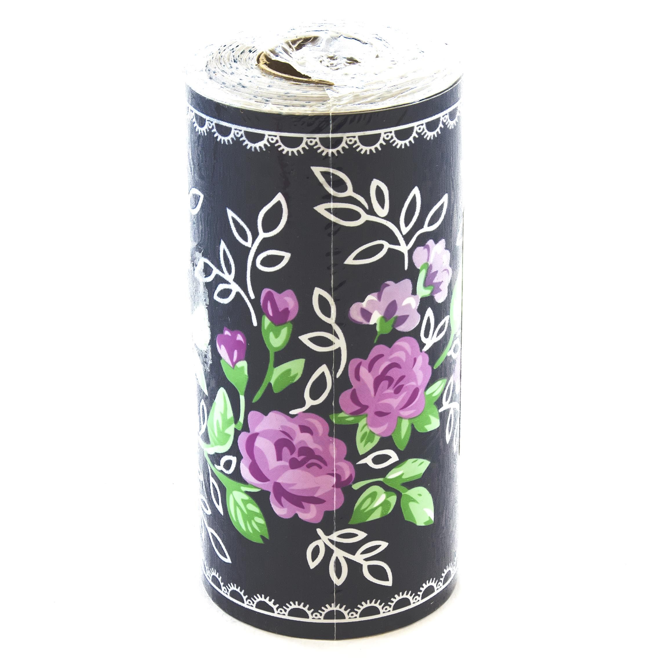 Adhesive Roll Border, Floral Pattern 8692, Black, 10.00 m ( 10.94 yd )X 10.60 cm ( 4.17 in )