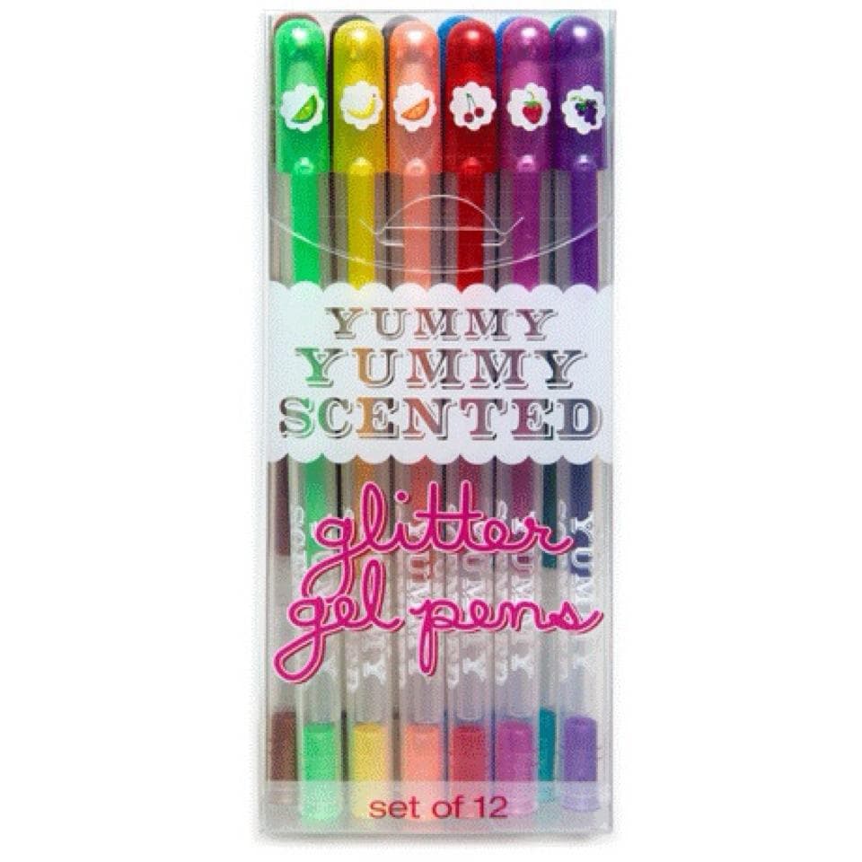 OOLY Yummy Yummy Scented Glitter Gel Ink Pen, Assorted Ink Color, Medium, Ballpoint, 12 Colors