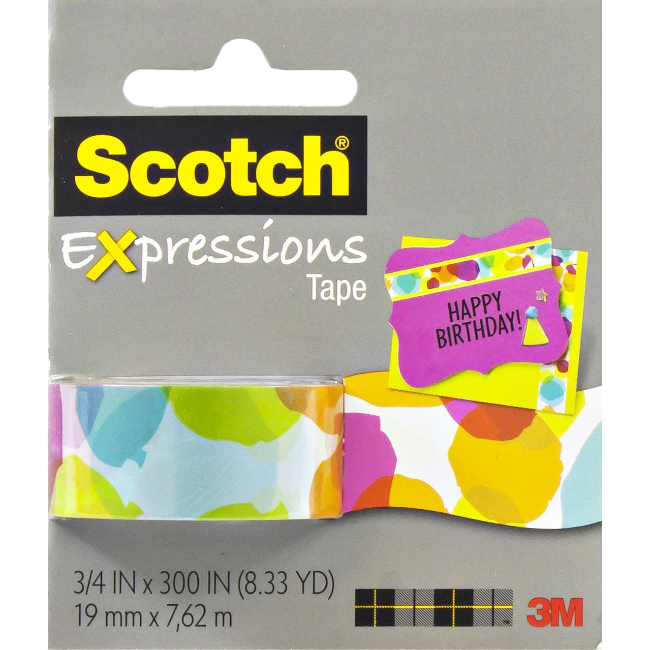 3M Scotch Expressions Plastic Tape, Watercolor, 3/4" X 300", Assorted Color