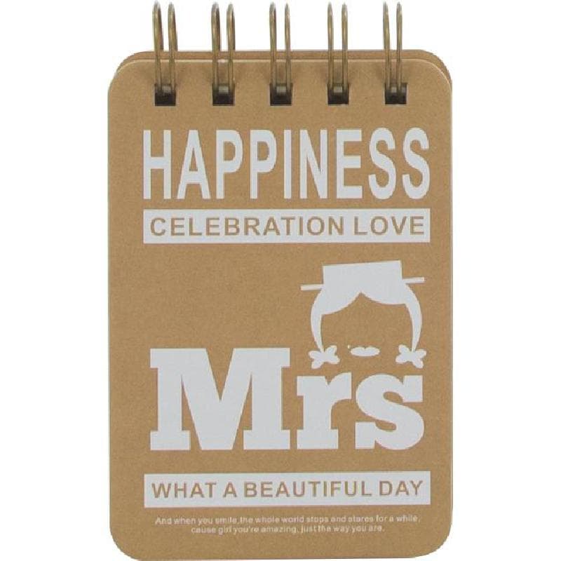 Roco Memo Notebook, Mrs. Happiness, 2.9 X 4.2 in, 109 Pages, Lined, Brown