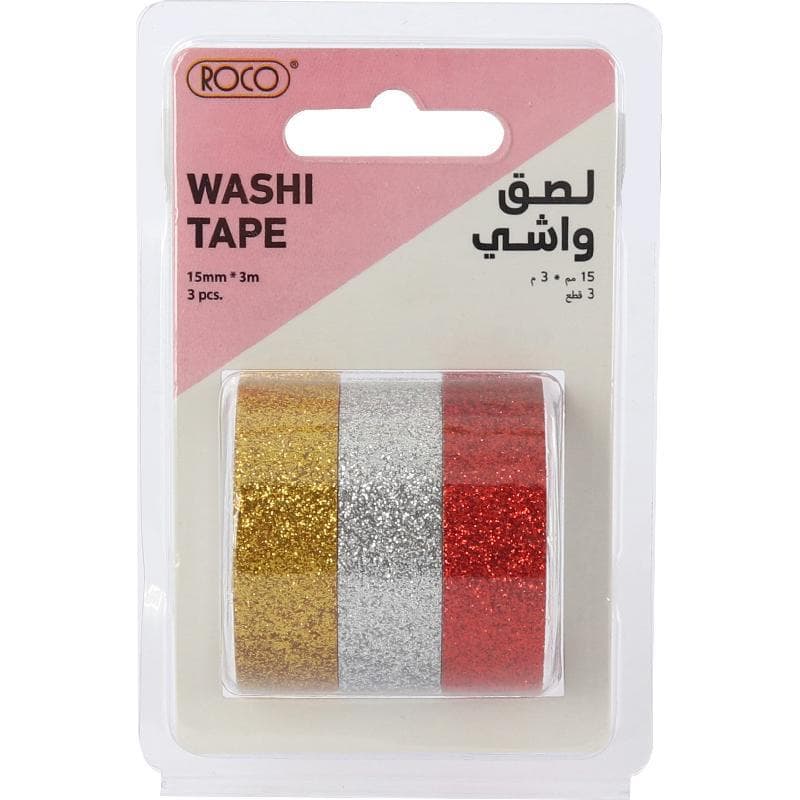 روكو لاصق واشي 3 بكرات 15 mm X 3 m ألوان متنوعة