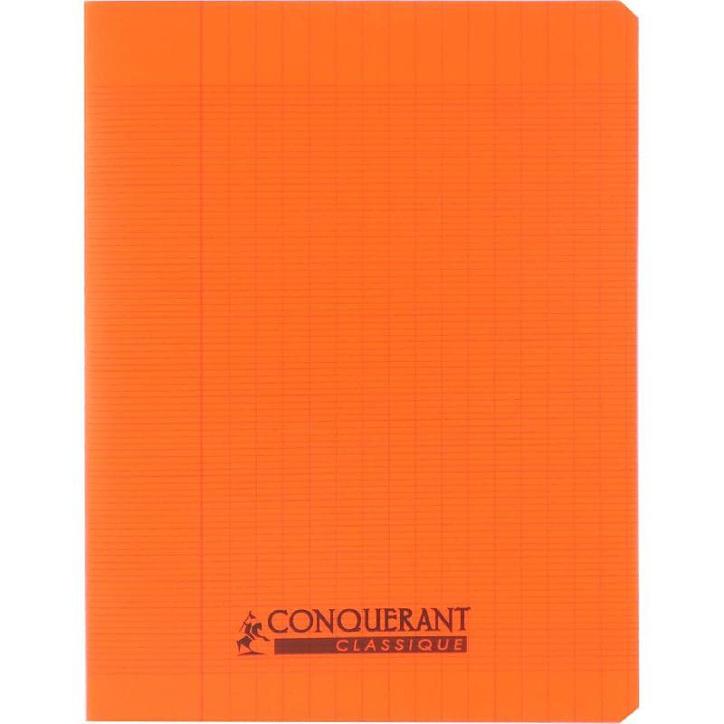 Conquerant Classique Notebook (Seyes), 17 X 22 cm, 96 Pages (48 Sheets), Square Ruled (French), Orange