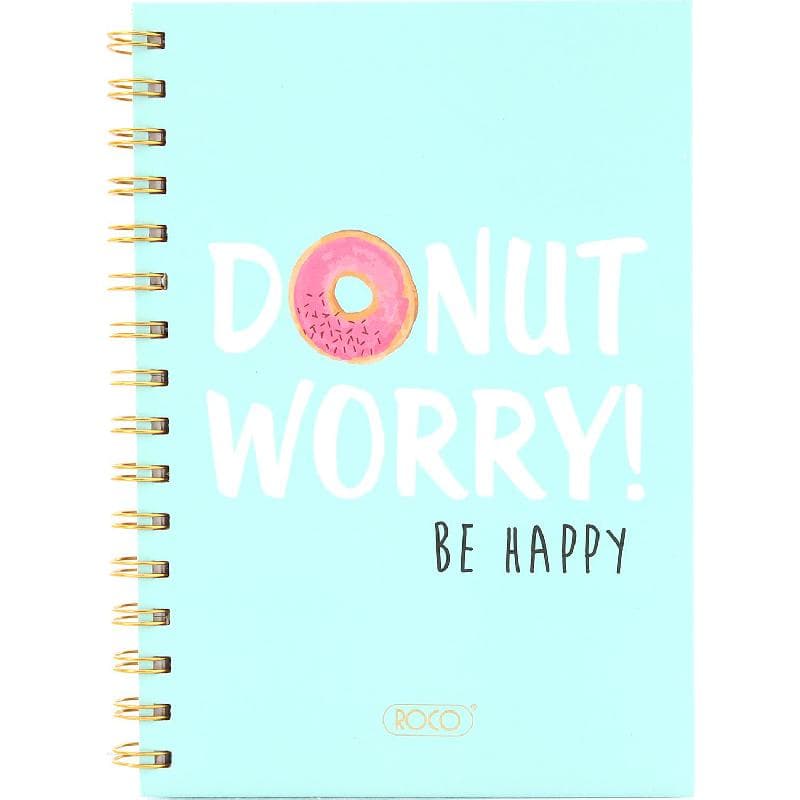 روكو دفتر عبارة "DoNut Worry Be Happy" A5 80 ورقة (مسطرة أحادية (عربي أزرق فاتح