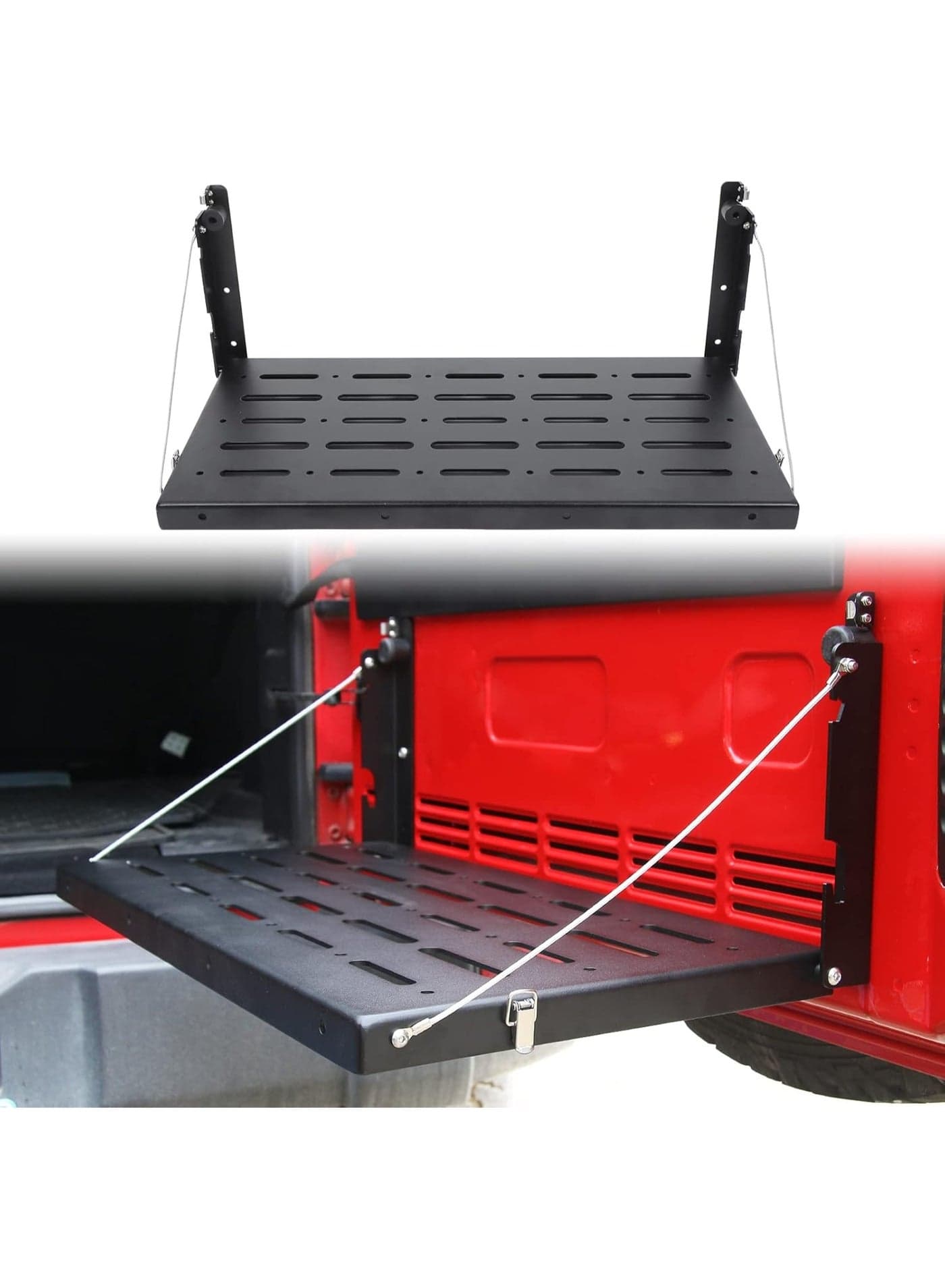 Jeep JK Tailgate Table Rear Foldable Cargo Shelf for Jeep Wrangler 2007-2019 JK JKU, Aluminum Alloy, Storage Rack Accessories, Black…
