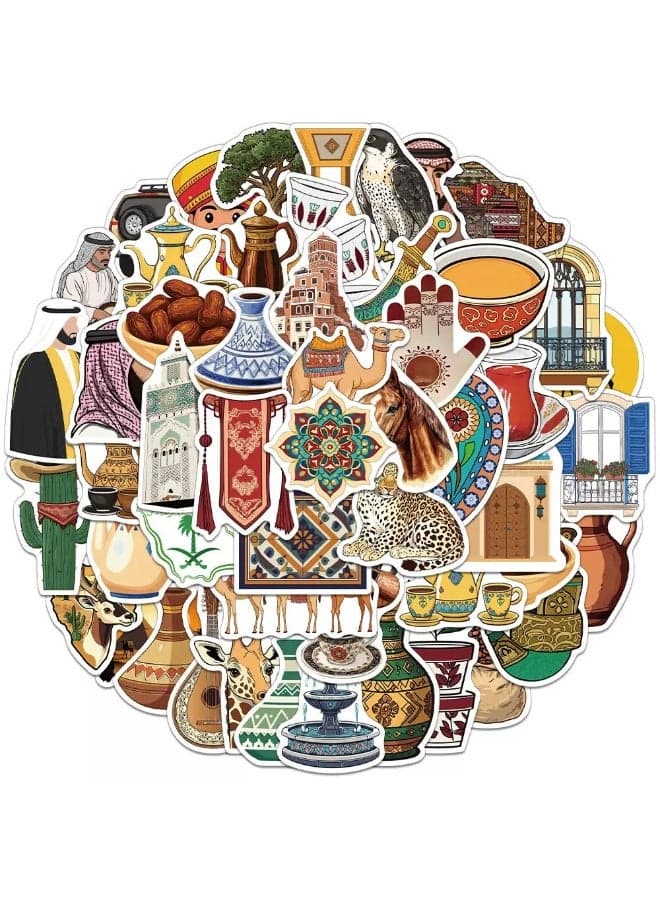50PCS Middle Eastern Culture Stickers Pack – Arabic Theme Vinyl Decals for Laptop, Water Bottle, Phone, Luggage & DIY Decoration