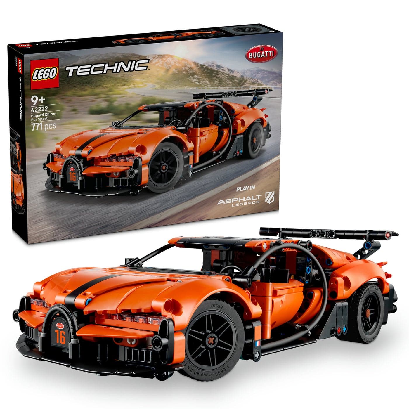 LEGO Technic Bugatti Chiron Pur Sport Hypercar 42222 Building Toy Set (771 Pieces)