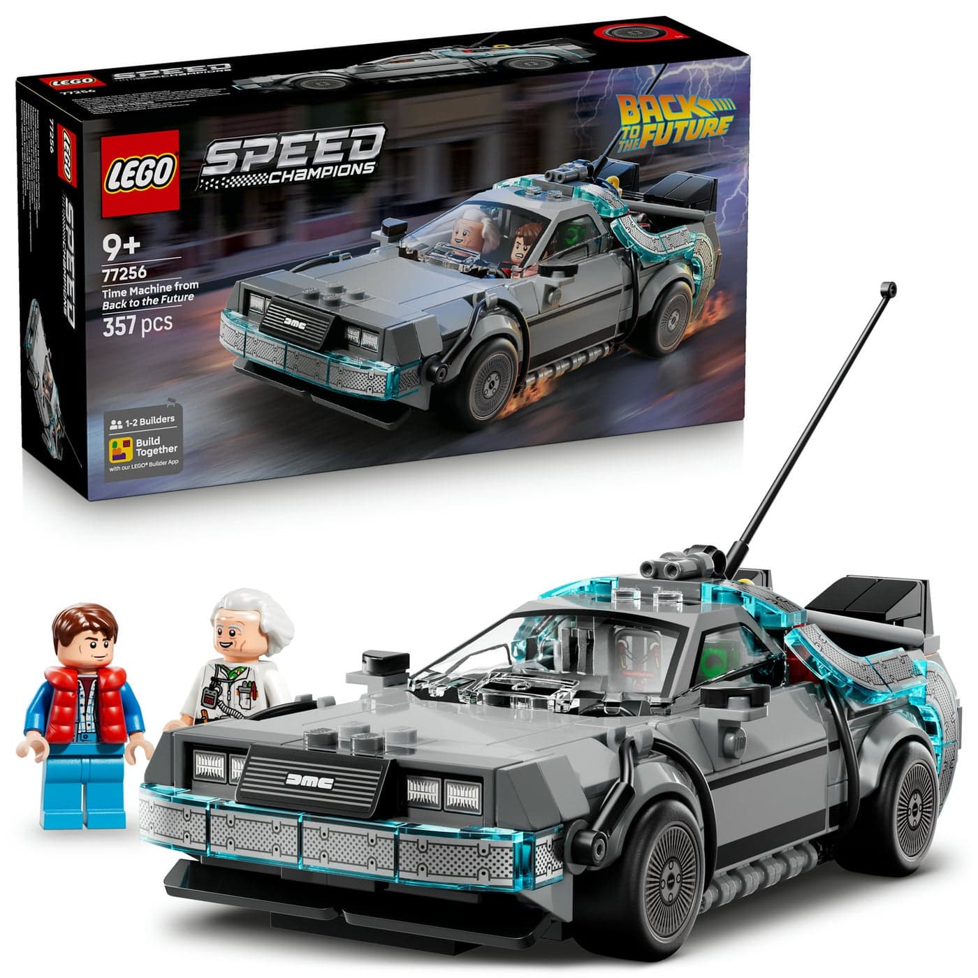 LEGO Speed Champions Time Machine from Back to the Future 77256 Building Toy Set (357 Pieces)