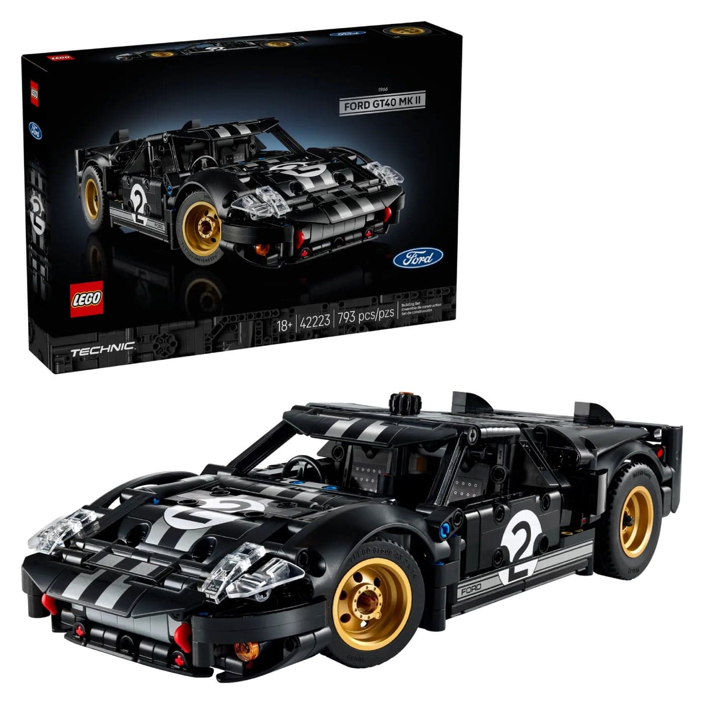 LEGO Technic 1966 Ford GT40 MKII Race Car 42223 Building Toy Set (793 Pieces)