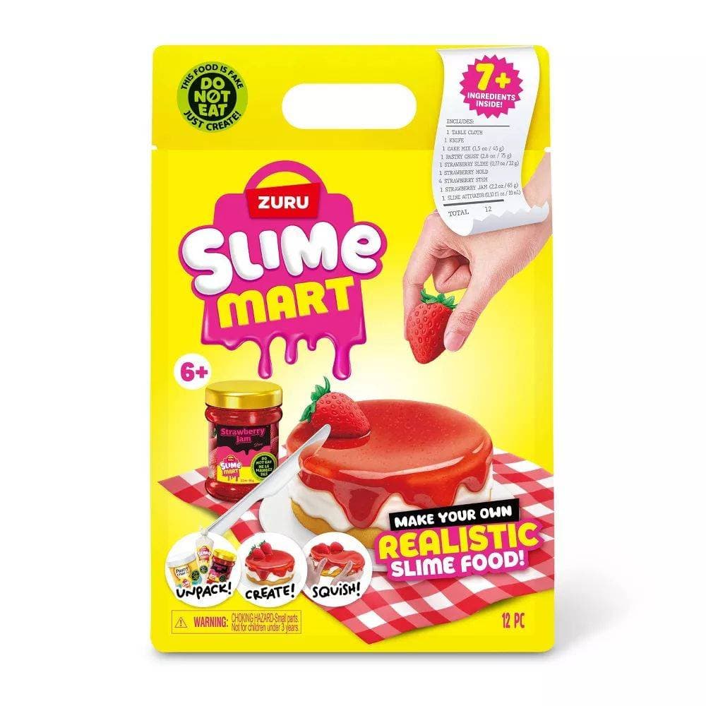 Slime Mart Series 1 Make Your Own Realistic Slime Food! Strawberry Cheese Cake Bag DIY Kit (12 Pieces)