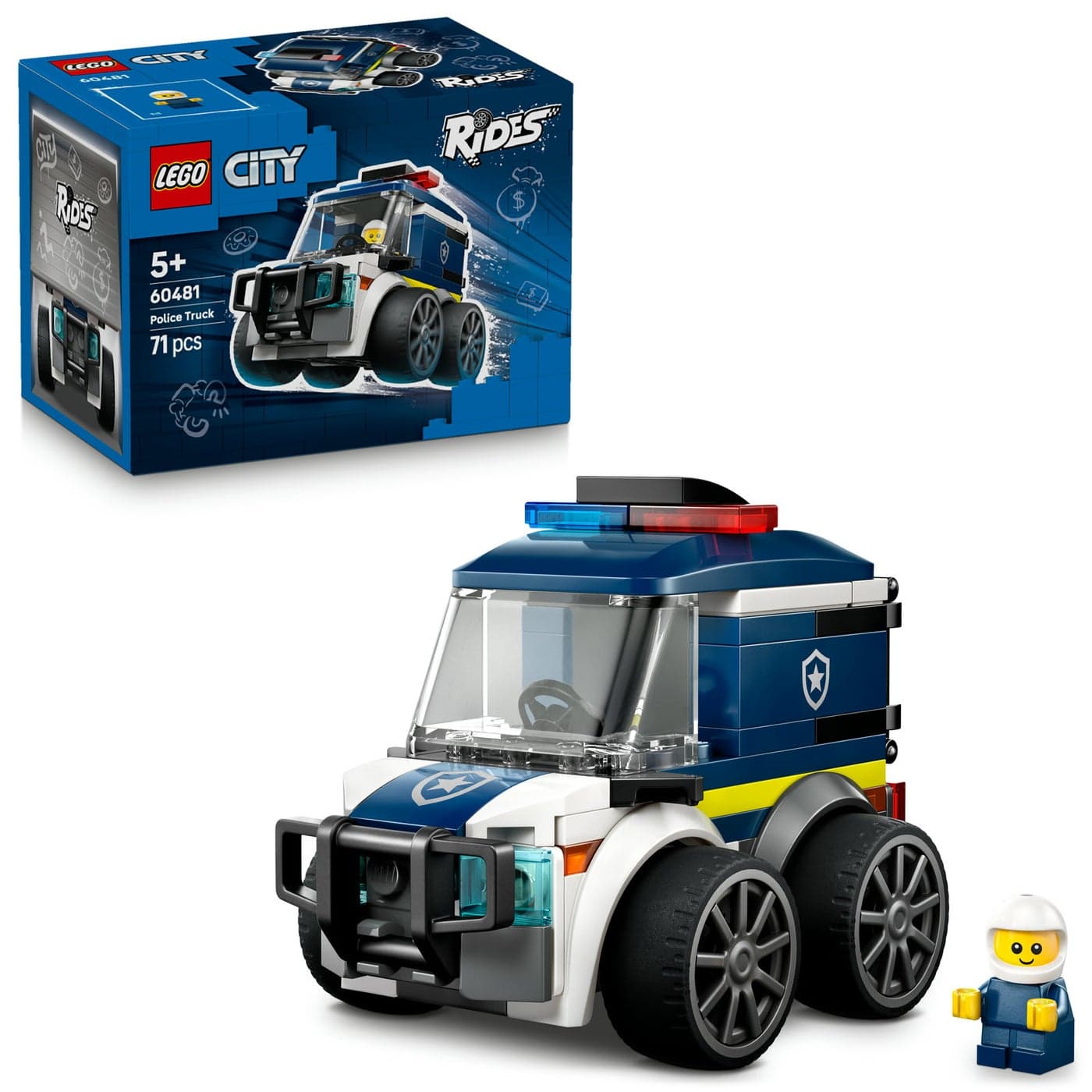 LEGO City Rides Police Truck 60481 Building Toy Set (71 Pieces)