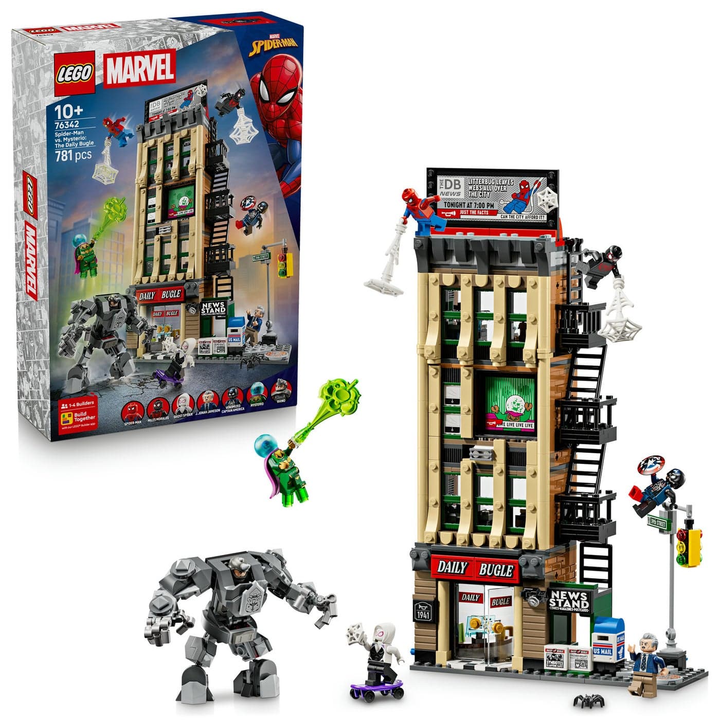 LEGO Marvel Spider-Man vs. Mysterio: The Daily Bugle 76342 Building Toy Set (781 Pieces)