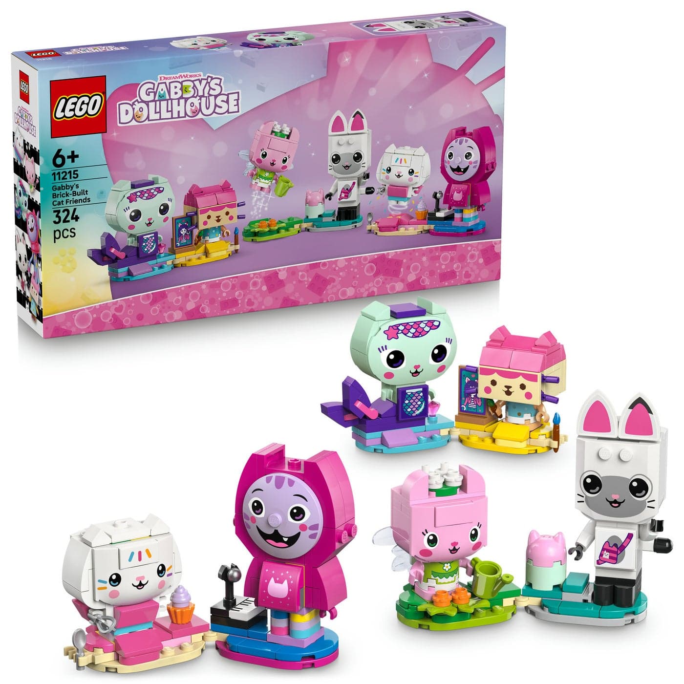 LEGO Gabby’s Dollhouse Gabby’s Brick-Built Cat Friends 11215 Building Toy Set (324 Pieces)