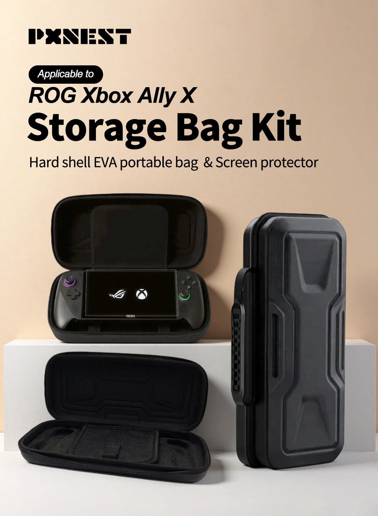 Compatible with ASUS ROG Xbox Ally X hard carrying case, EVA shockproof handheld storage case, waterproof, includes 1 screen protector and 1 protective case.