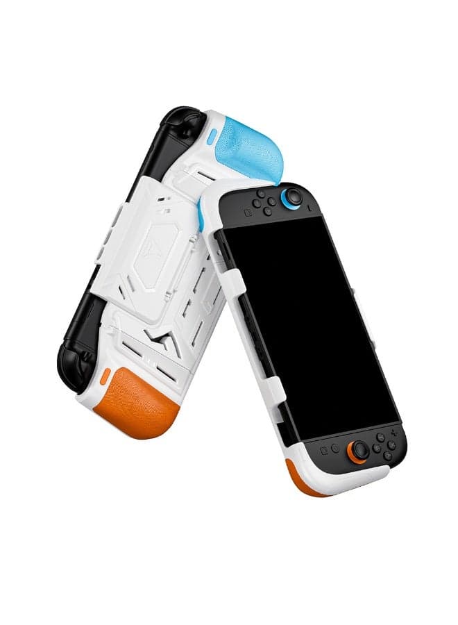 Console Protective Case Compatible with Nintendo Switch 2, Ergonomic Grip, Modular Design with Game Card Storage, Anti-Slip Protective Cover (White)