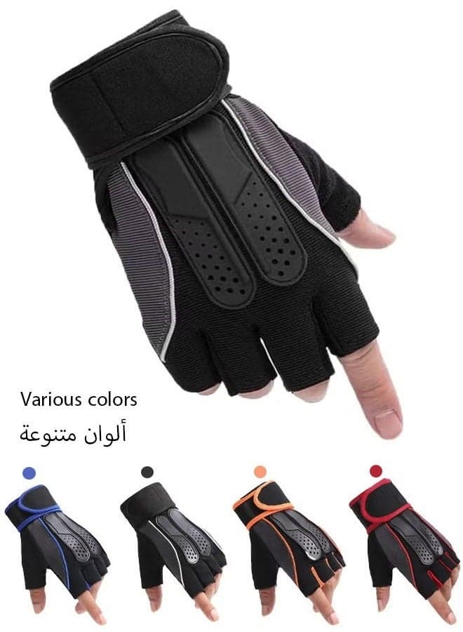 Weightlifting Gloves, Available For Both Men And Women, Non-Slip Silicone And Wrist Support With Adjustable Velcro Straps, Suitable For Fitness Training Weightlifting, Cycling