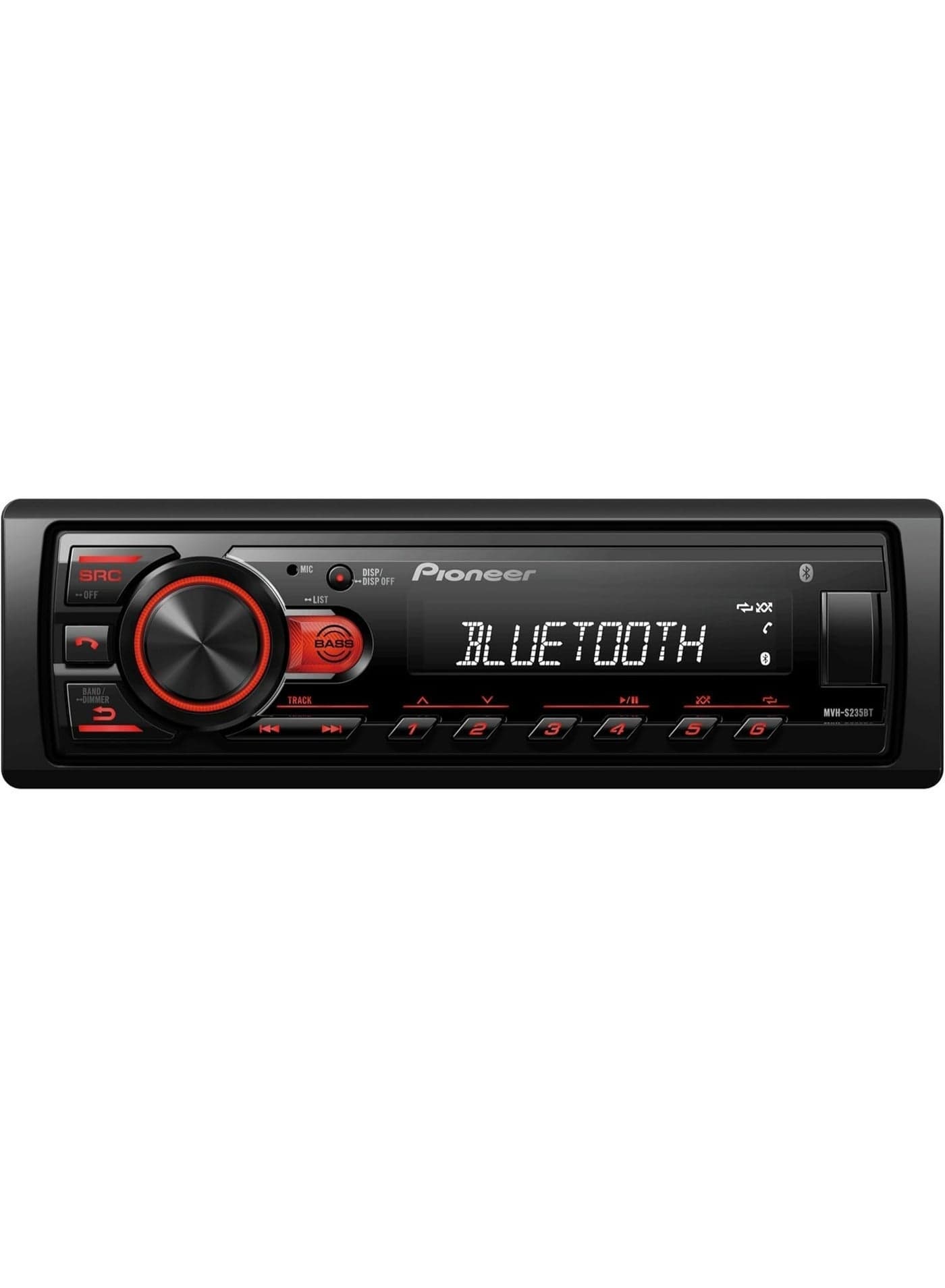 Pioneer MVH-S235BT Digital Media Receiver with Bluetooth, 2 RCA Pre-outs, Bass Boost Direct Access Key, Front USB, AM/FM Radio