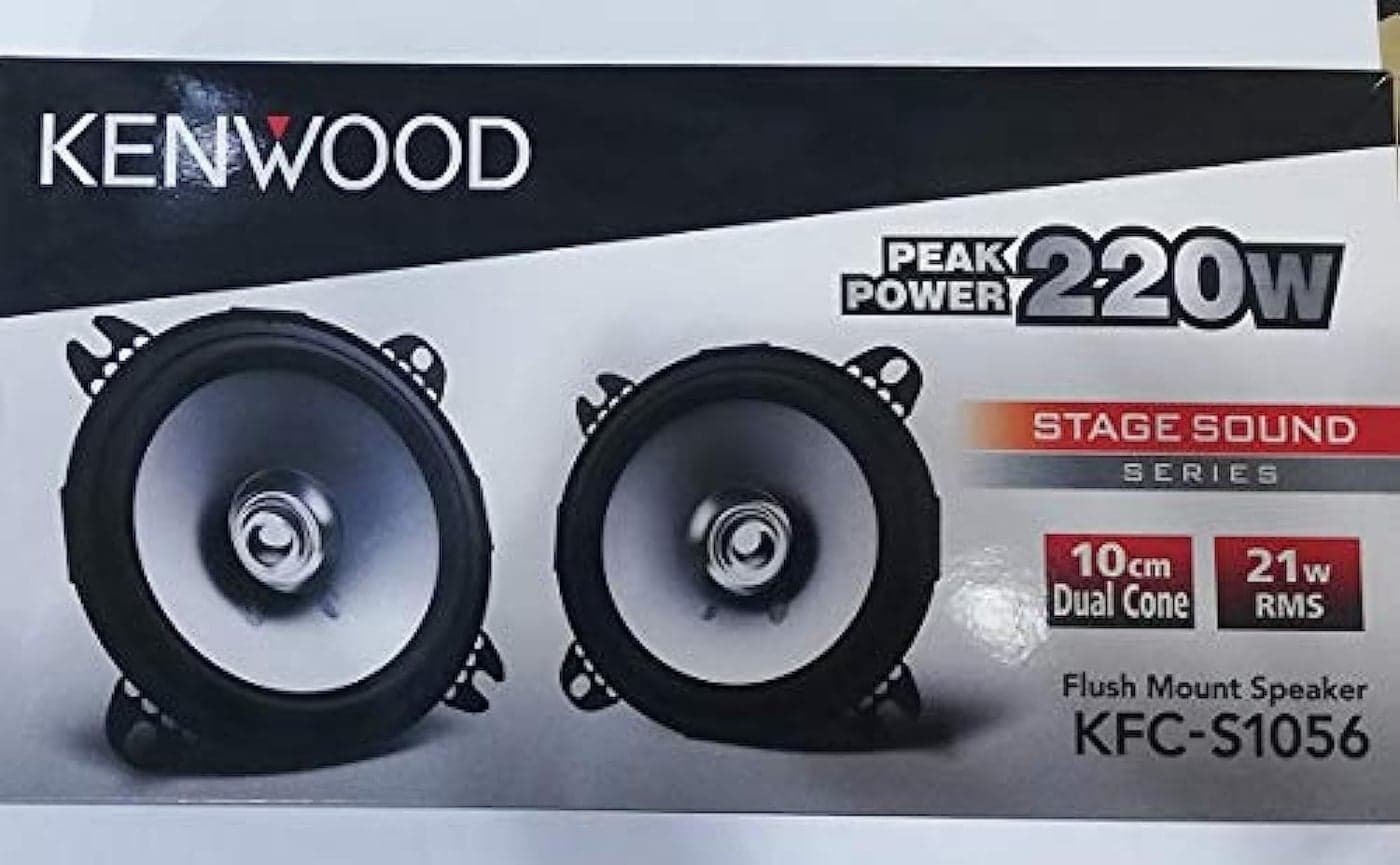 Kenwood KFC-S1056 Flush Mount Speaker - 220W Peak Power, 10cm Dual Cone