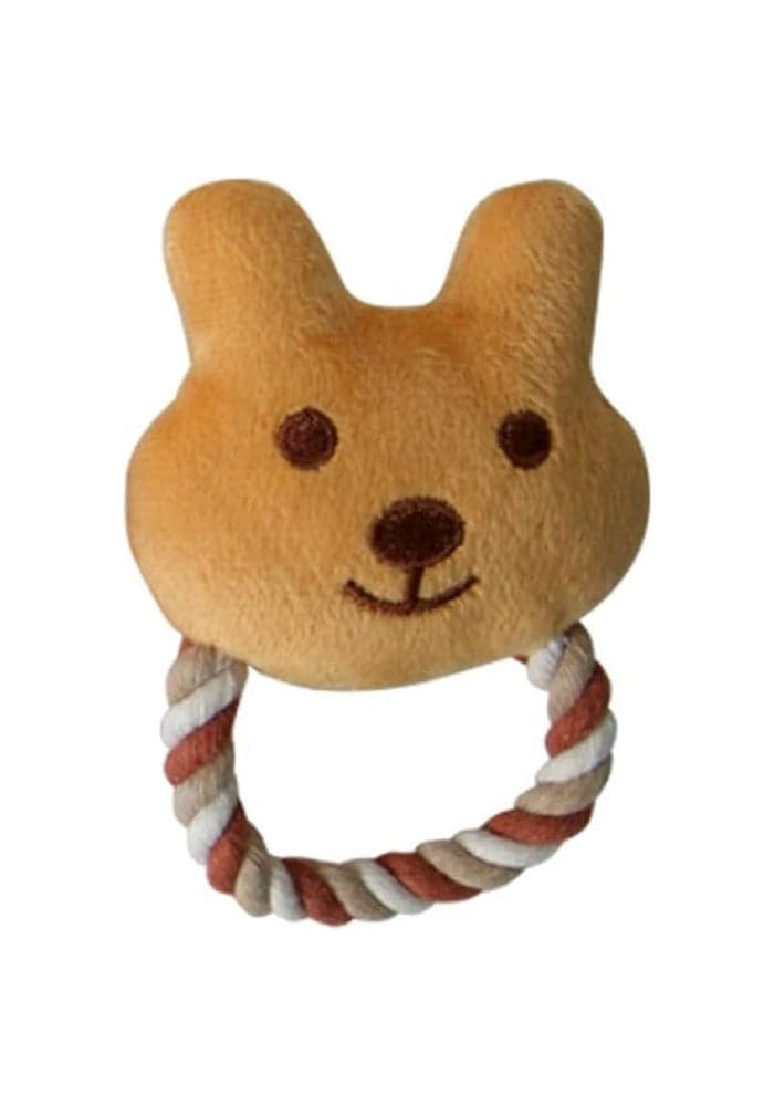 Daiso Soft Plush Toy with Rope for Pets - Orange