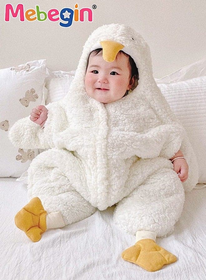 Infant White Goose Costume, 1-piece Warm Outfit with Adorable Animal Design, Baby Winter Outdoor Coat, Toddler Warm Sleeping Bag, Funny Photography Props, Creative Photoshoot Outfits for Infants, Perfect for Baby Photography Shoots