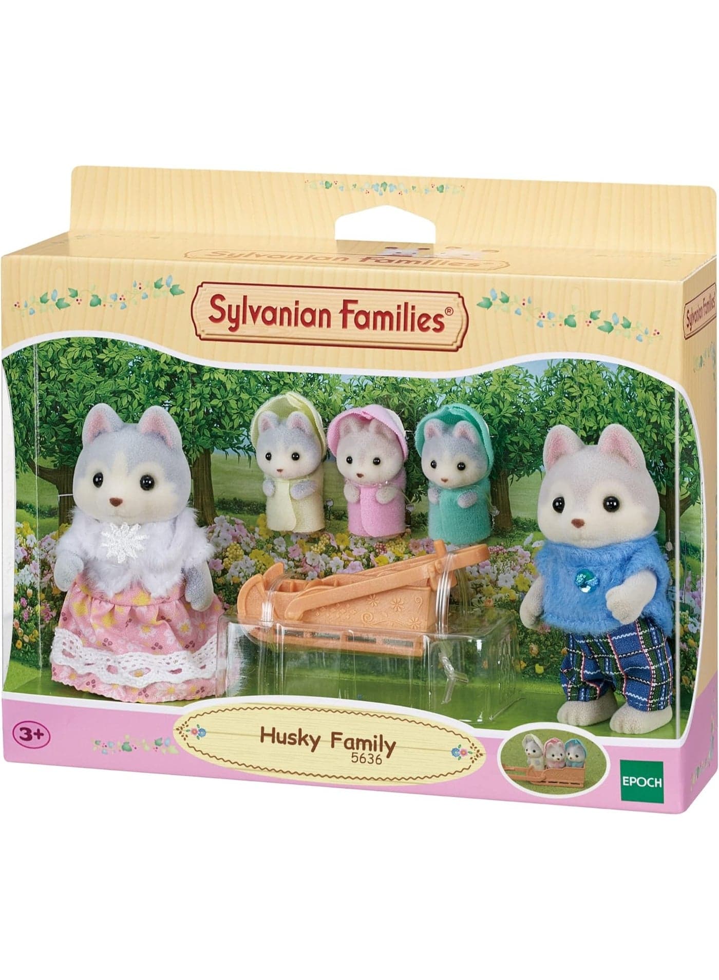 Husky Family Playset with Multicolor Figures & Accessories, Dollhouse Toys for Kids, Pretend Play Animal Set, Imaginative Roleplay for Girls & Boys