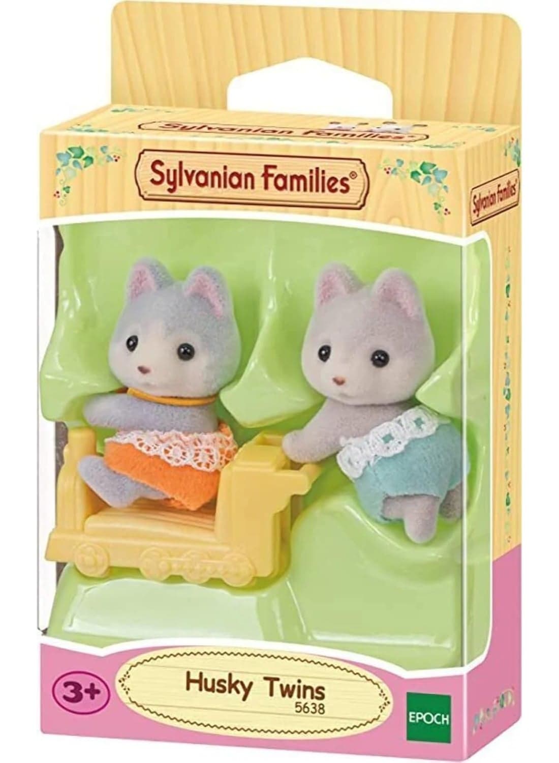Husky Twins Playset with Miniature Figurines & Accessories, Pretend Play Animal Toys for Kids, Educational Creative Roleplay Set, Imaginative Fun for Boys & Girls