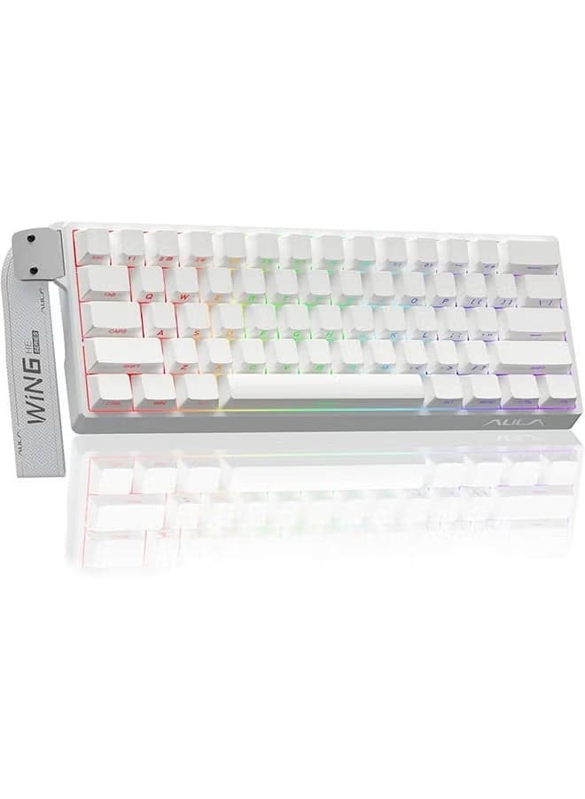 AULA WIN60 HE Mechanical Gaming Keyboard Wired,Hall Effect Magnetic Switches,Adjustable Actuation Rapid Trigger,8K Polling Rate,Side Printed,RGB Backlight,60% Percent Keyboard for Mac/Win (WHITE)