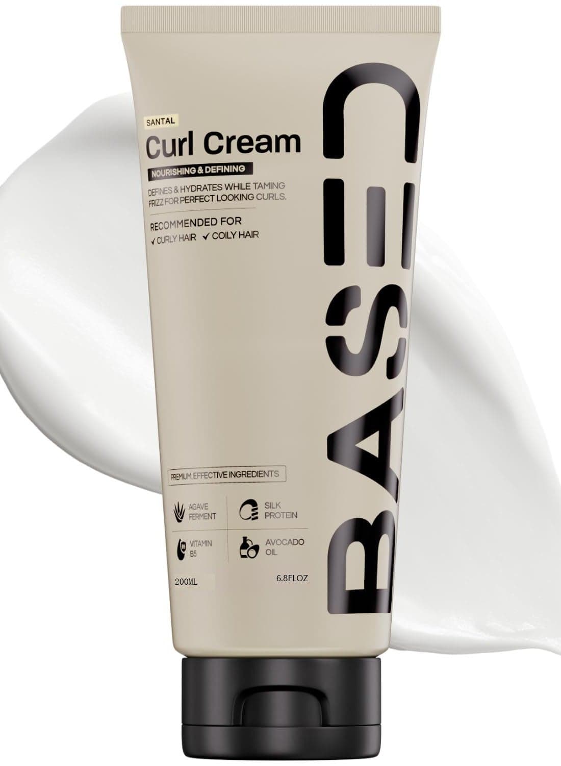 Curl Cream, Defines Curls, Controls Frizz, Medium Hold, Hydrates & Nourishes with Agave, Silk Protein & Castor Oil, No Harmful Chemicals or Artificial Fragrance (6.8 Oz Pack of 1)