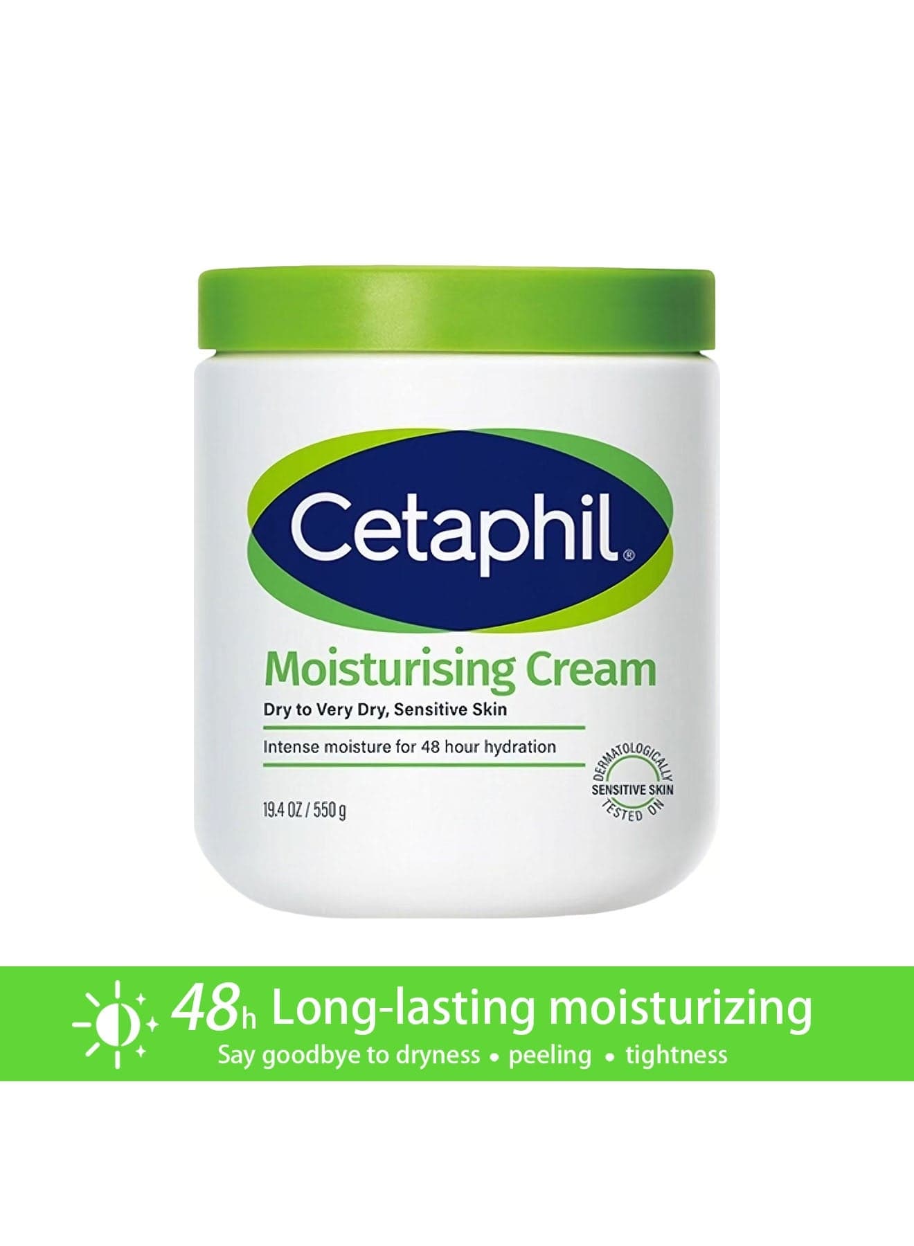 Cetaphil Dermatologist Recommended Moisturising Cream 550g - For Dry/Sensitive Skin, Intense Repair & Hydration