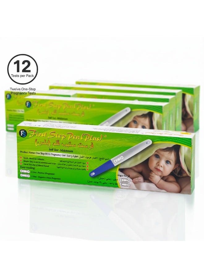 First Step Pen Plus – One Step HCG Pregnancy Test | Quick & Easy Home Pregnancy Detection | Accurate Results in 5 Minutes | 12 Tests Pack